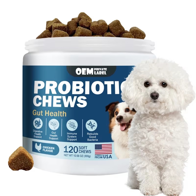 120 Count Bottle Probiotic Chews Dog Supplement Supports 
