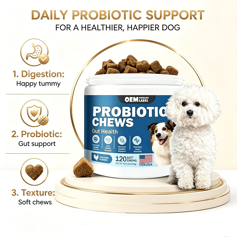 120 Count Bottle Probiotic Chews Dog Supplement Supports 