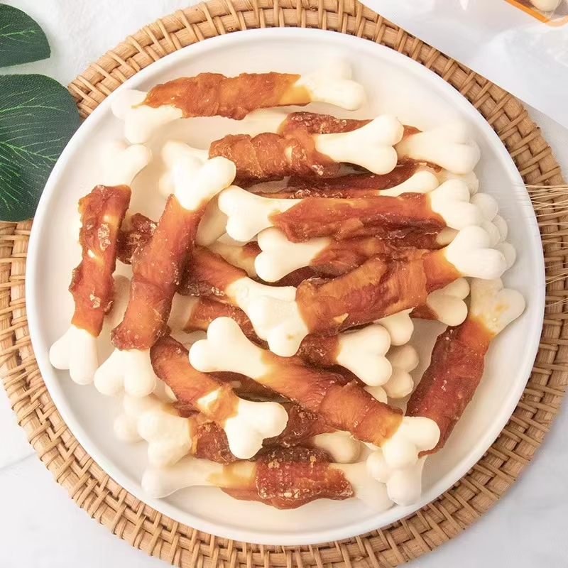 Chicken wrapped chew bones