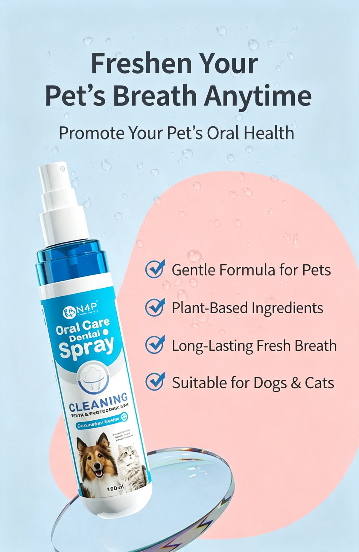 Pet breath freshener spray