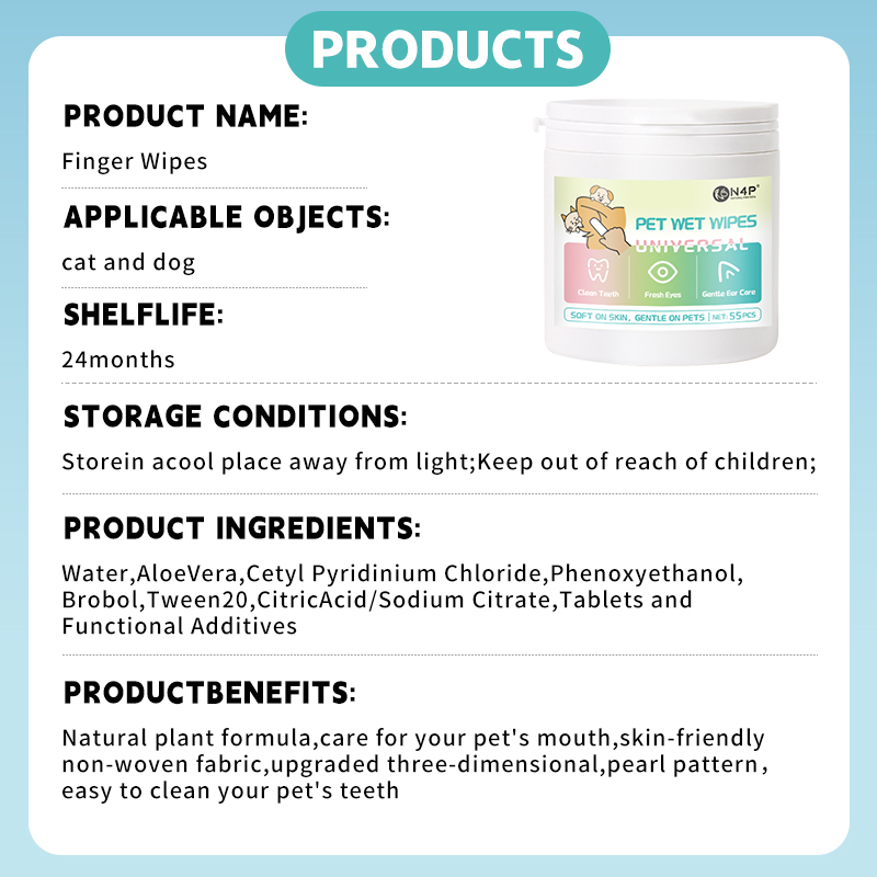 Pet dog cat ear teeth care finger Wipes
